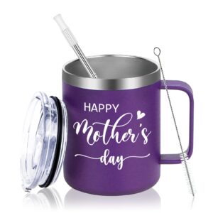 gtmileo mothers day gifts for mom, happy mothers day stainless steel insulated coffee mug, mom gifts from daughter son, birthday christmas gifts for mom new mom mom to be mother women(12oz, purple)