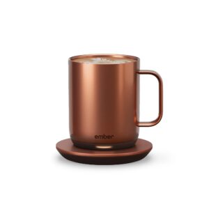 ember temperature control smart mug 2, 10 oz, app-controlled heated coffee mug with 80 min battery life and improved design, copper