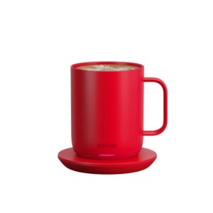 ember temperature control smart mug 2, 10 oz, app-controlled heated coffee mug with 80 min battery life and improved design, (product) red