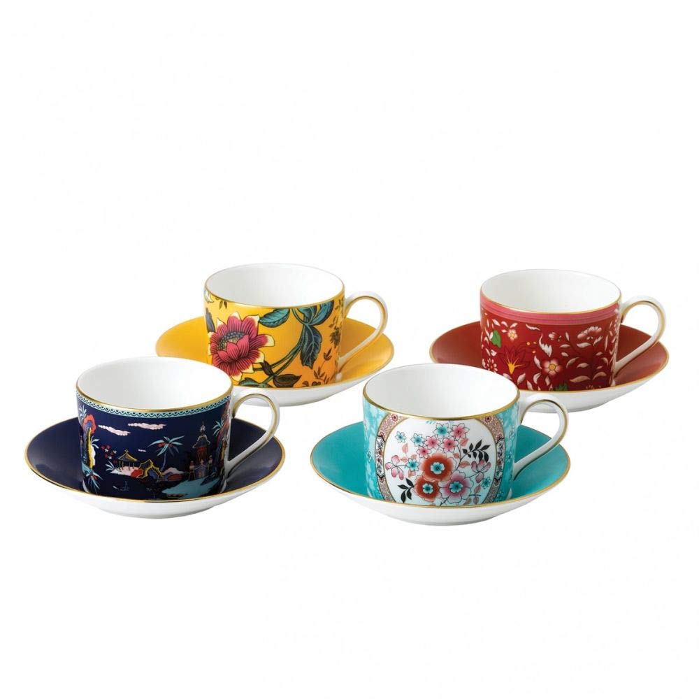 Wedgwood Wonderlust Set of 4 Teacup & Saucer Set, 5 oz, Multi