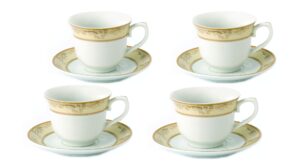 lorren home trends chloe-4 cups and saucers, one size, gold