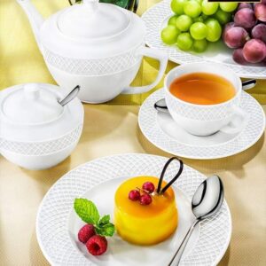 Wilmax Set Of Tea Cups & Saucers In Color Box (8 Oz/Set Of 6) | Dishwasher Safe, Easy To Clean | Fine, English Porcelain