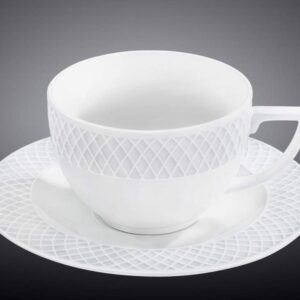 Wilmax Set Of Tea Cups & Saucers In Color Box (8 Oz/Set Of 6) | Dishwasher Safe, Easy To Clean | Fine, English Porcelain