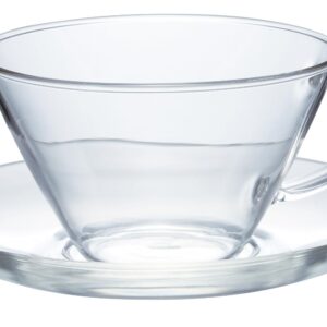 Hario Wide Tea Cup and Saucer Set, 230ml, Clear