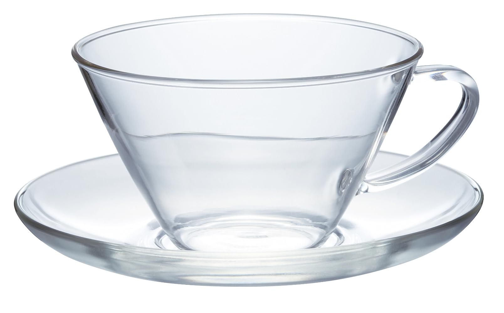 Hario Wide Tea Cup and Saucer Set, 230ml, Clear