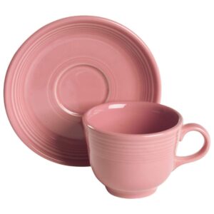 homer laughlin fiesta rose flat cup & saucer set