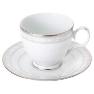 Noritake F91988/4336 Noritake Cup & Saucer Set (Can Be Used as Coffee and Tea, 8.5 fl oz (250 cc), Hampshire Platinum, 5 Servings, Fine Porcelain