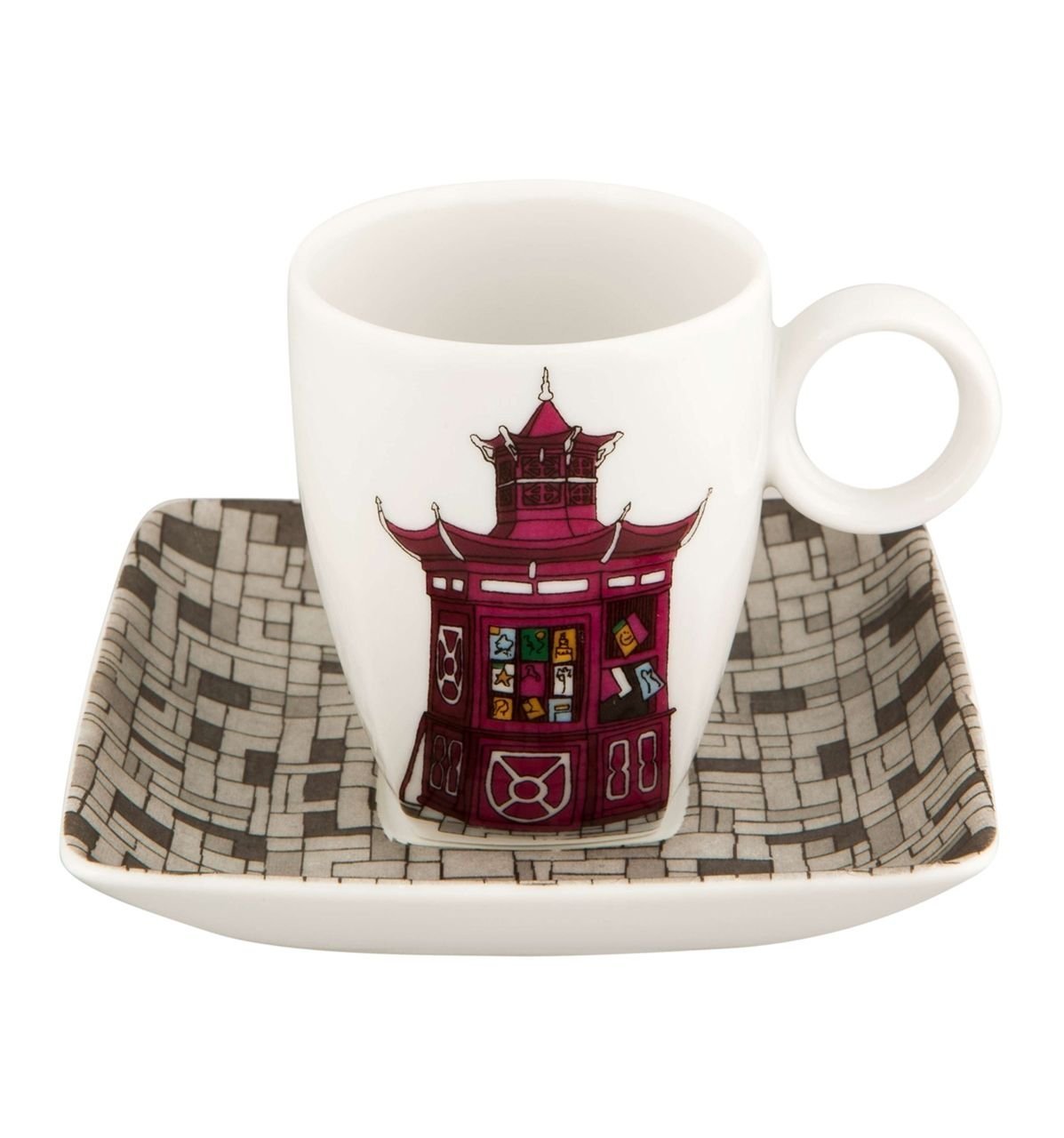 Vista Alegre Alma Do Porto Coffee Cup and Saucer, Set of 4 with Gift Box