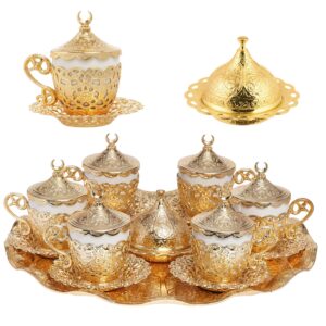 alisveristime 27 pc turkish greek arabic coffee espresso cup saucer set (gelincik) (gold)