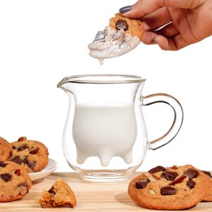 Xshelley Double Wall Glass Cup - Creative Cup Cute Calf Insulated Mugs Thermo Coffee Milk Cups Creamer Pitcher