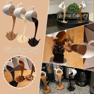 Mini Floating Coffee Cups Magic Pouring Spilling Splash Coffee Mugs Funny Coffee Mug Sculpture Art Decor for Home, Kitchen, Coffee Shop,Dessert Shop,Fun Home Gifts (Brown)