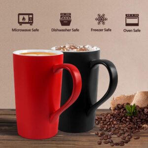 20 OZ Coffee Mug, Simple Large Tall Ceramic Cup, Harebe Smooth Ceramic Tea Cup for Office and Home, The Best Gift for Your Father, Husband And Friends, Big Capacity with Handle, Black