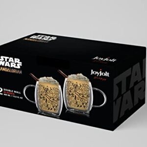 JoyJolt ‘Nature Friends’ Grogu Coffee Mug Set of 2 Double Wall Mug. 13.5oz Large Espresso Cups or Latte Cup. Mandalorian Star Wars Mugs, Insulated Coffee Mug, Clear Glass Cups Coffee Cup Set