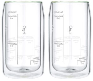 ozeri moderna artisan series double wall barista coffee glass, 15 oz, clear