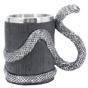 jojofuny snake coffee mug cup cobra drinking cups, stainless steel beer mug espresso cup beverage mug for milk coffee ice cream tea juice (black)