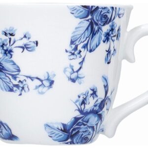 MIKASA Hampton Espresso Cups with Floral Pattern in Gift Box, Porcelain, White/Blue, 80 ml, 4 Piece Set