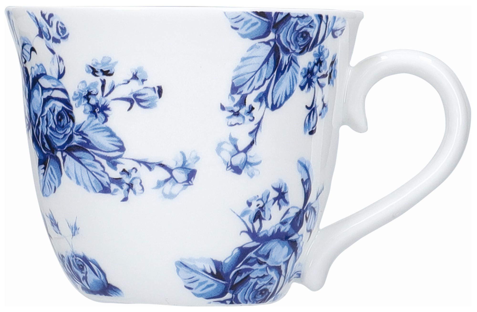 MIKASA Hampton Espresso Cups with Floral Pattern in Gift Box, Porcelain, White/Blue, 80 ml, 4 Piece Set