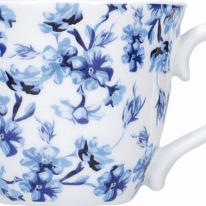 MIKASA Hampton Espresso Cups with Floral Pattern in Gift Box, Porcelain, White/Blue, 80 ml, 4 Piece Set