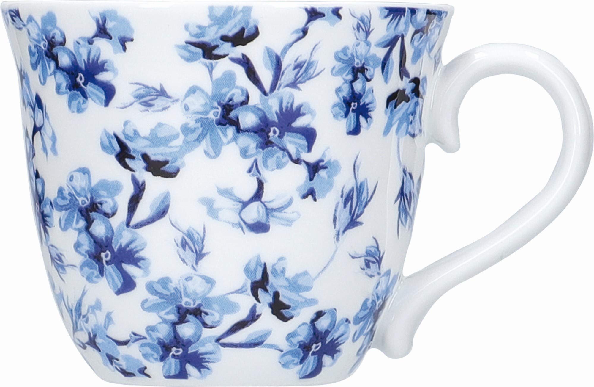 MIKASA Hampton Espresso Cups with Floral Pattern in Gift Box, Porcelain, White/Blue, 80 ml, 4 Piece Set