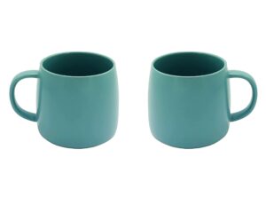 2 pack ceramic cups, porcelain mugs with handle, smooth ceramic cups for coffee, tea, milk, cocoa (blue)