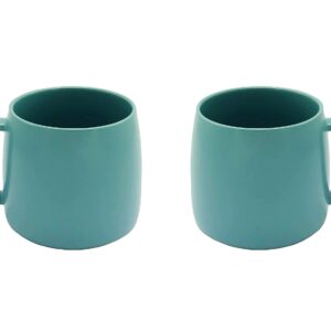 2 Pack Ceramic Cups, Porcelain Mugs With Handle, Smooth Ceramic Cups For Coffee, Tea, Milk, Cocoa (Blue)