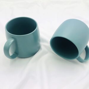 2 Pack Ceramic Cups, Porcelain Mugs With Handle, Smooth Ceramic Cups For Coffee, Tea, Milk, Cocoa (Blue)