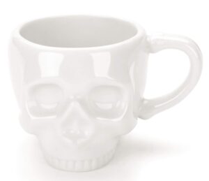 skullis porcelain ceramic skull shaped espresso coffee cup 2 oz for home and office party, holiday and birthday present, unique, exclusive.