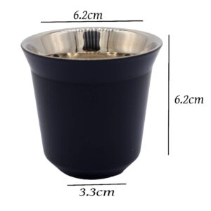 XIAOYU 304 Stainless Steel Espresso Cups Double Wall Thermally Insulated Capsule Coffee Mug, 2.71oz/80ml, Black