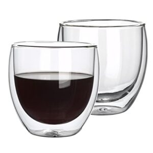 hotder double wall insulated glasses 8.5 ounces-clear glass coffee cups,clear coffee mugs … (2 pack)