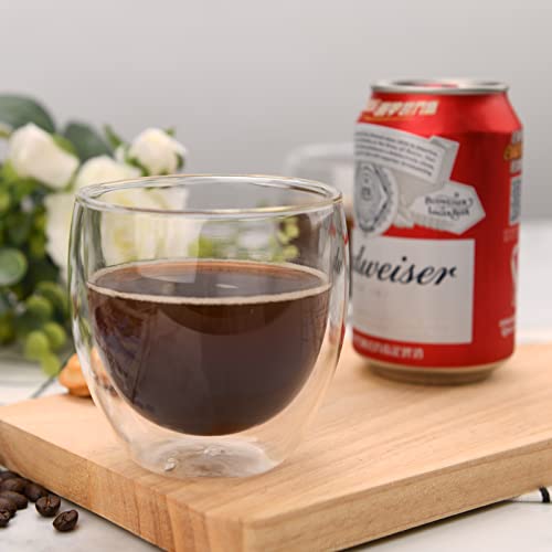 hotder Double Wall Insulated Glasses 8.5 Ounces-Clear Glass Coffee Cups,Clear Coffee Mugs … (2 PACK)