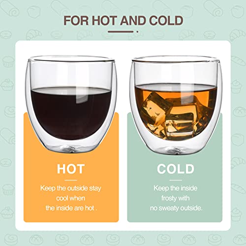 hotder Double Wall Insulated Glasses 8.5 Ounces-Clear Glass Coffee Cups,Clear Coffee Mugs … (2 PACK)