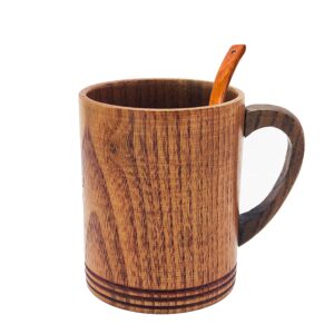 HomeImpel Wooden Coffee Cups Tea Cups With Handle, 9.5oz, 280ml, Drinking Wood Mugs for Beer/Coffee/Milk/Water