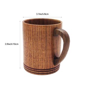 HomeImpel Wooden Coffee Cups Tea Cups With Handle, 9.5oz, 280ml, Drinking Wood Mugs for Beer/Coffee/Milk/Water