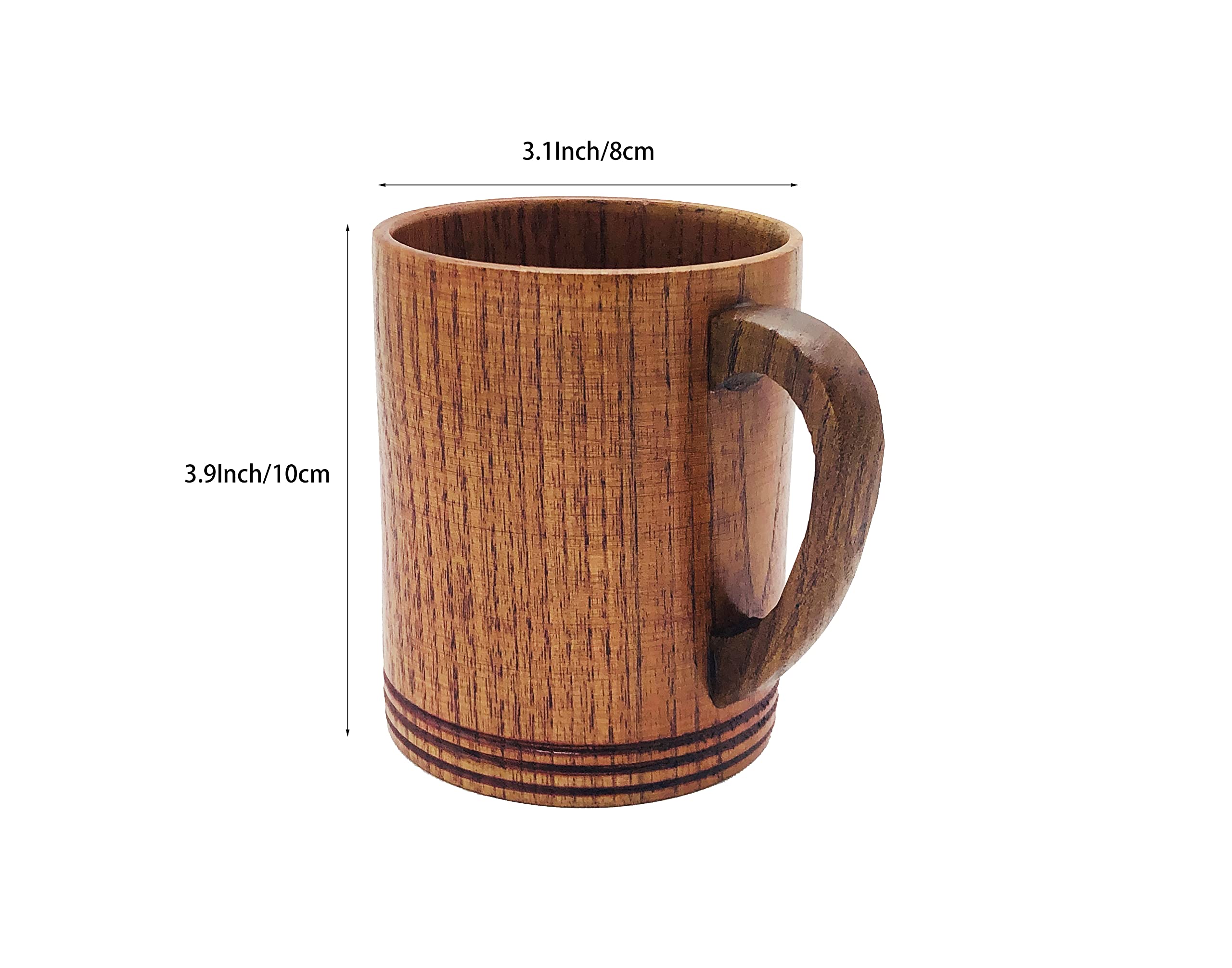 HomeImpel Wooden Coffee Cups Tea Cups With Handle, 9.5oz, 280ml, Drinking Wood Mugs for Beer/Coffee/Milk/Water