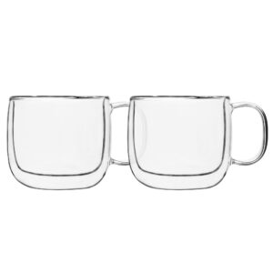 Safdie & Co. 2 PCS Set Insulated, Cappuccino Cups,Glass Coffee Mug, 475ml, Transparent