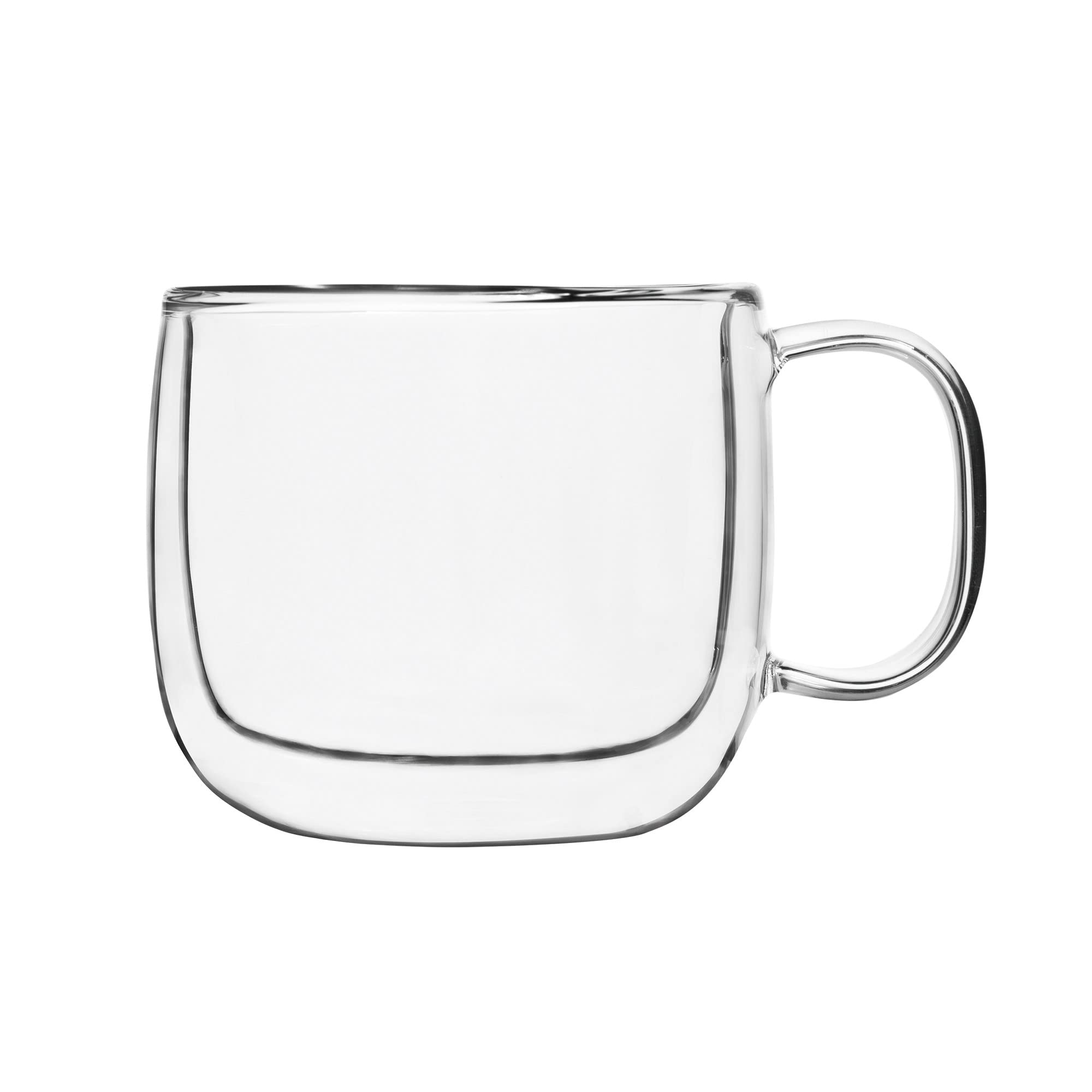 Safdie & Co. 2 PCS Set Insulated, Cappuccino Cups,Glass Coffee Mug, 475ml, Transparent