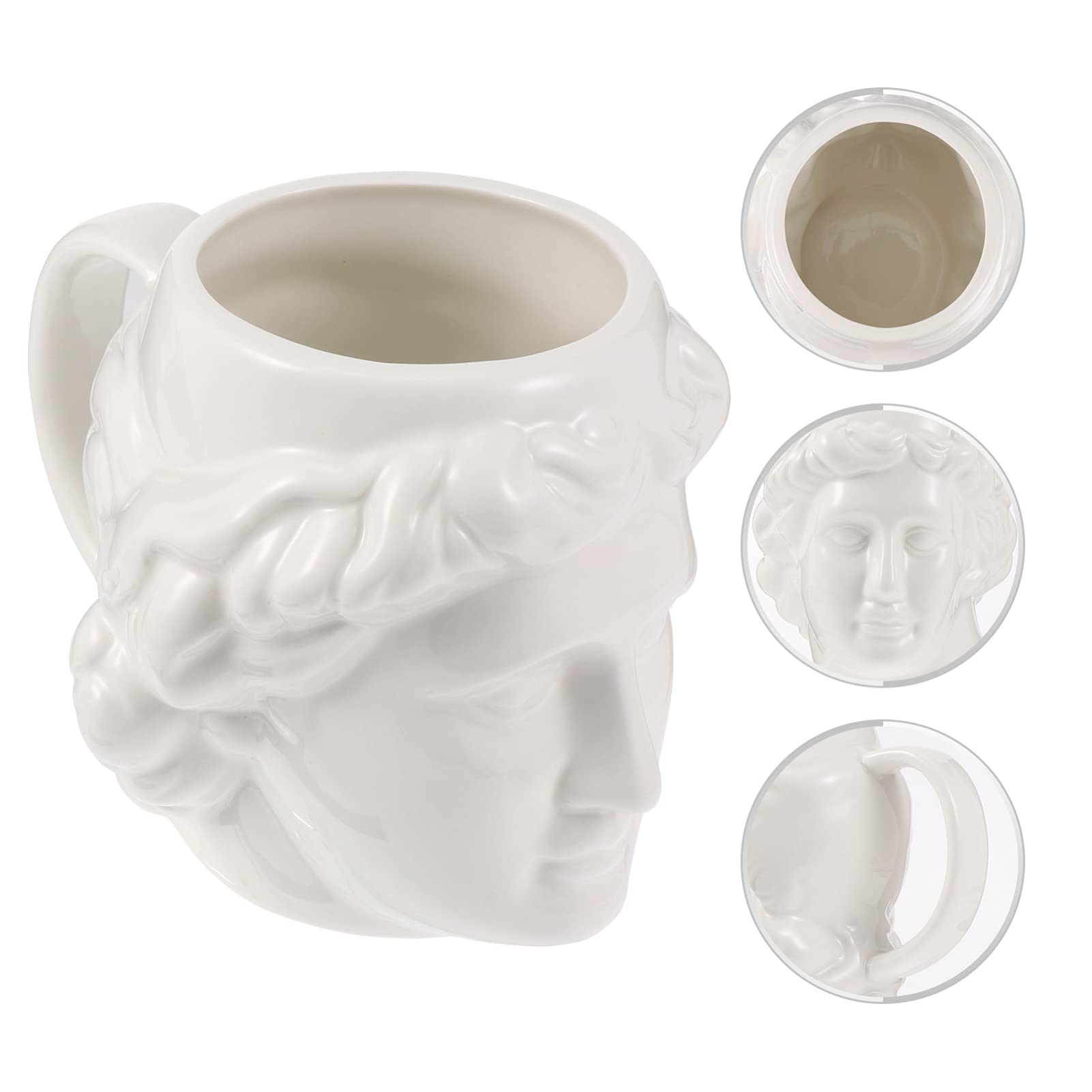 Cabilock Creative Ceramic Mug David Sculpture Drinking Cup Head Statue Teacup Ceramic Cup Milk Mug for Coffee Drinks Cappuccino Latte Americano Tea