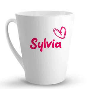makoroni - sylvia name - 12 oz. ceramic latte mug coffee drinking cup, desh87