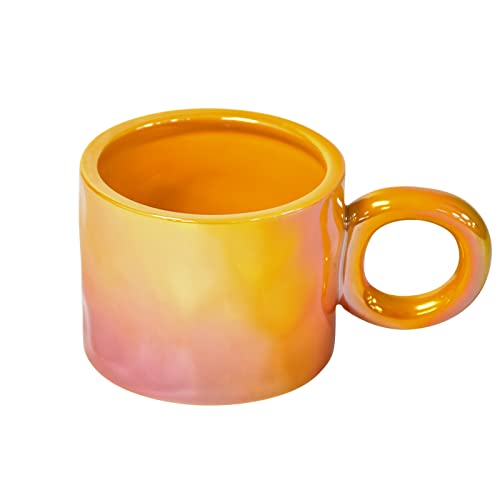 Koythin Ceramic Coffee Mug, Creative Gradient Handmade Big Handle Cup for Office and Home, Dishwasher Safe, 14 oz for Tea Latte Milk