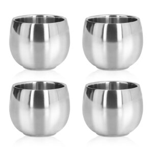 4pcs stainless steel coffee cup, coffee mugs camping cup double walled insulated coffee mug reusable metal espresso cup mug tea cups