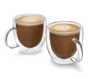 premium espresso cups – set of 2 double-wall insulated 5oz espresso glasses, savour the flavor and aroma of your favorite espresso in stylish espresso cups