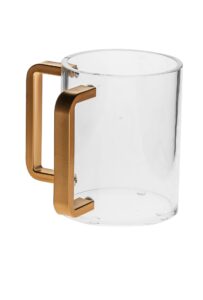 (d) judaica wash cup lucite matt handles clear negel vasser cup 4 7/8 h (gold)