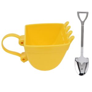 omabeta excavator coffee mug, 330ml excavator bucket cup with shovel spoon creativity tea cup milk coffee mug funny digger cake container birthday gift