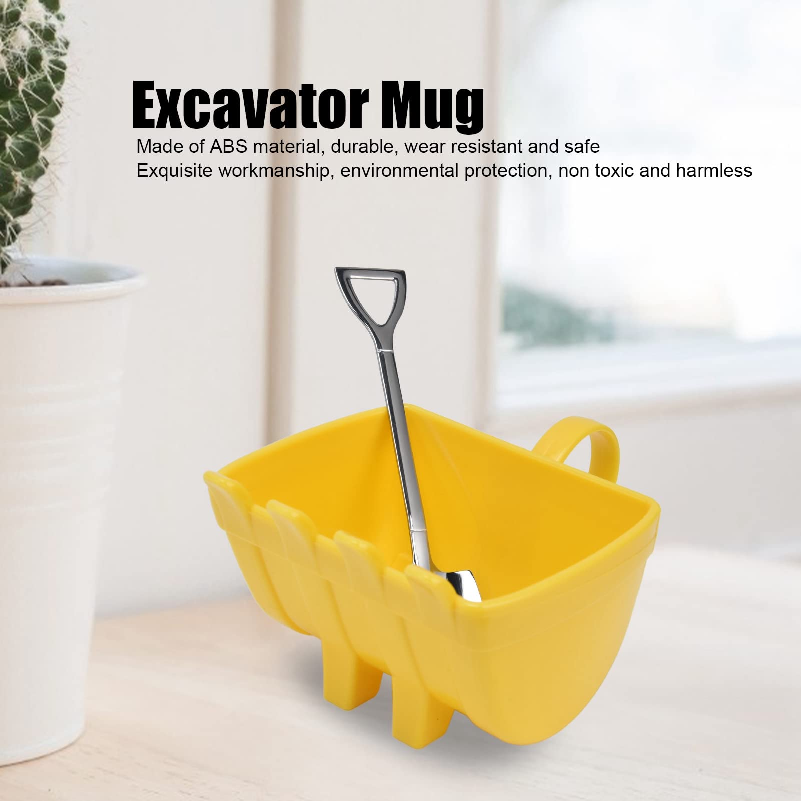 Omabeta Excavator Coffee Mug, 330ml Excavator Bucket Cup with Shovel Spoon Creativity Tea Cup Milk Coffee Mug Funny Digger Cake Container Birthday Gift