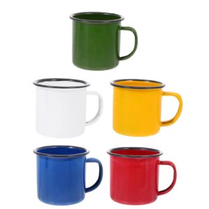 5pcs enamel campfire mug retro enamel wine cups milk coffee mugs camping coffee mugs for home kitchen travel (assorted color)