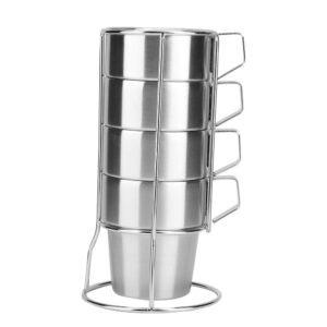 MAVIS LAVEN 4Pcs Stainless Steel sturdy Coffee Cup Mug with Cup Holder for Home Coffee Shop Use