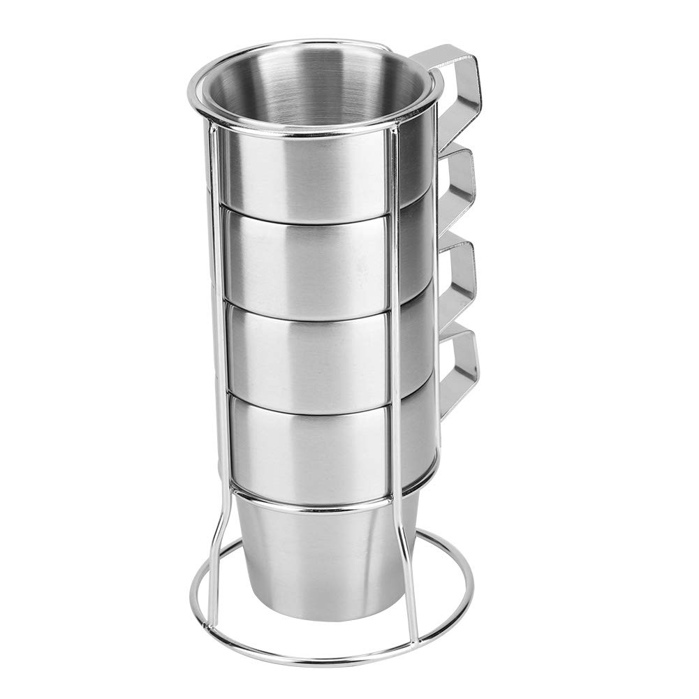 MAVIS LAVEN 4Pcs Stainless Steel sturdy Coffee Cup Mug with Cup Holder for Home Coffee Shop Use