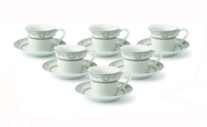 lorren home trends juliette-6 cups and saucers, one size, silver