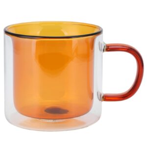 uiyihif 250ml double wall insulated coffee mugs, glass espresso cups with handle colored glass coffee cups, perfect for latte, cappuccinos, beverage and tea(yellow)