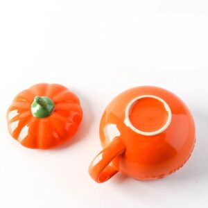 Pumpkin Cup Ceramic Mug Water Cup for Coffee and Tea Ceramic Coffee Mug Milk Cup Breakfast Oatmeal Mug Halloween Decoration(L-Spoon)